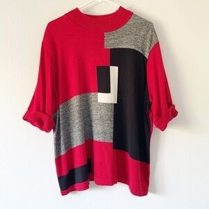 Emma James Liz Claiborne Woman Red Art Deco Sweater Size 2